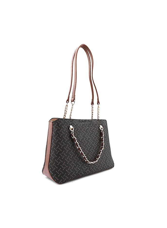 Cuple Women’s Patterned Shoulder Bag with Chain Detail